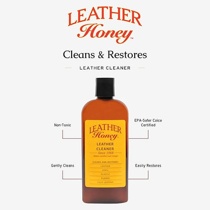 Leather Honey Leather Cleaner: Non-Toxic Leather Care Made in the USA Since 1968. Deep Cleans Leather, Faux & Vinyl - Couches, Car Seats, Purses, Tack, Shoes & Bags. Safe Any Colors & White Leather