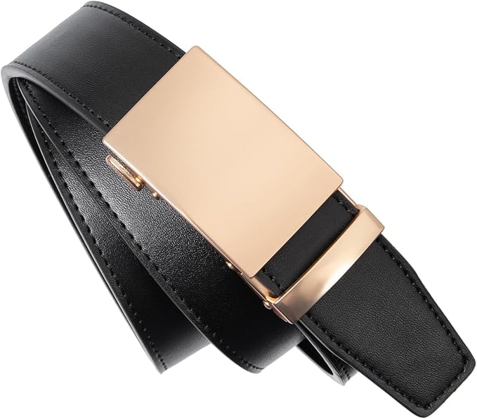 Founders & C Ratchet Belts for Men-Black/Brown Belt Leather 1 3/8" for Casual Dress-Micro Adjustable Belt