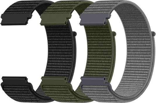 DaQin 22mm 20mm 18mm Quick Release Watch Band Compatible with Garmin Venu 3 2/Forerunner 255 265 955/Vivoactive 5 6 4 3, Nylon Watch Straps Adjustable Sport Replacement for Samsung Galaxy Watch 7 6 5 4/3 45mm/Galaxy Watch 46mm Men Women, 3 Packs