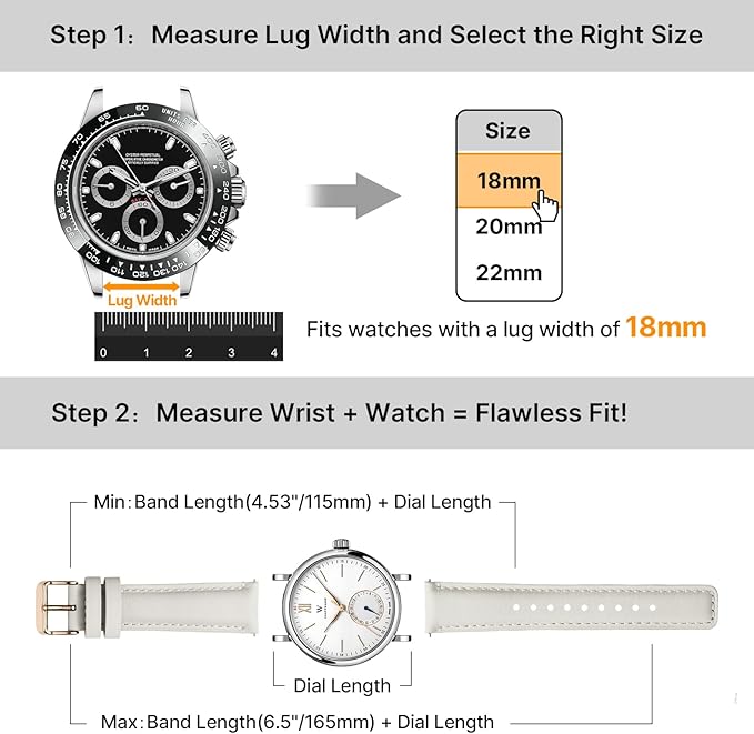 Fullmosa 18mm 20mm 22mm 24mm Leather Watch Bands, 2 Pack Soft Quick Release Watch Strap Compatible with Garmin Vivoactive 5/6/4/3, Venu 4/3S/2S, Samsung Galaxy Fossil Amazfit for Men Women,18mm Toffee Brown&White/Silver&Rosa