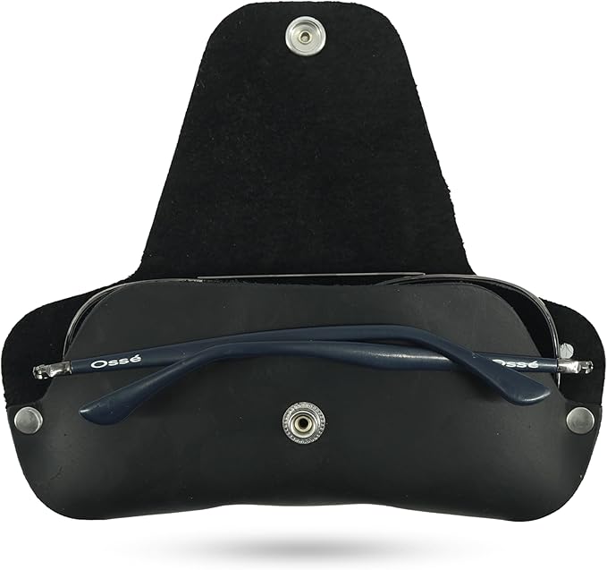 Toprank Leather Eyeglass Case - Handmade Slim Sunglasses Holder, Genuine and Universal Fit for Men and Women