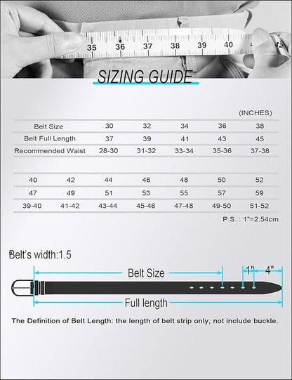 WOLFANT 1.5" Top Full Grain Leather Belt for Men in Gift Box,100% Italian Real Solid Leather