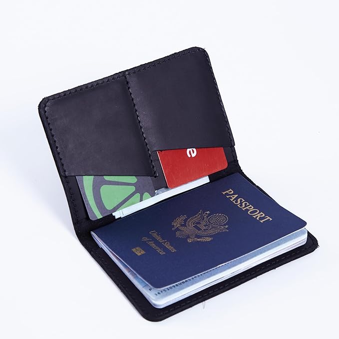 INCARNE US Leather Passport Holder for Travel - Passport Case - Passport Wallet for Men - Passport Cover for Women Sleeve Protector - Travel Essentials Vacation Luggage Travel Gifts - Vintage Black