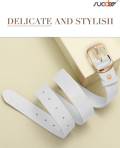 SUOSDEY Women Belts For Jeans Dresses Pants Ladies Leather Waist Belt with Elegant Buckle, Width 1.3"