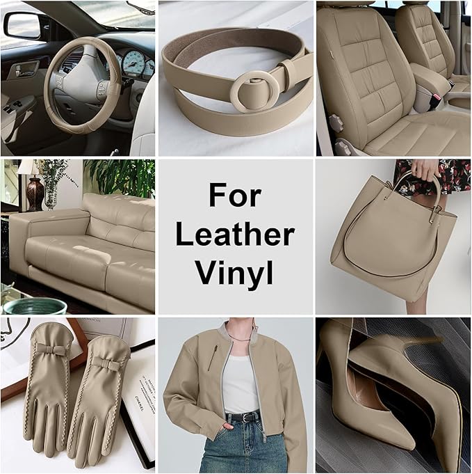Beige Leather Recoloring Balm, Leather Color Restorer Conditioner, Leather Repair Kits for Vinyl Furniture, Sofa, Car Seats, Shoes - Repair Leather Color on Faded & Scratched (Beige)