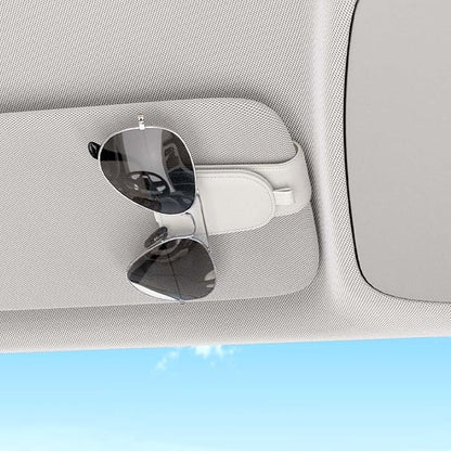 Sotfamily Sunglass Holder for Car Visor, Suede Cloth Magnetic Sunglass Organizer for Car Accessories, 2 Packs, White