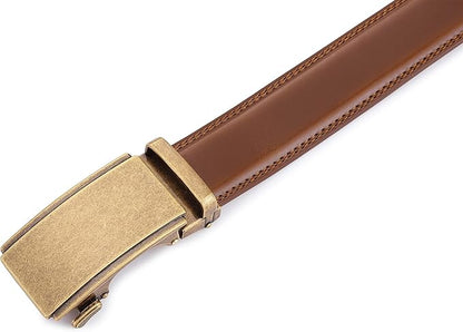 Lingli Men's Belt,Ratchet Dress Belt with Automatic Buckle Brown/Black-Trim to Fit-35mm wide