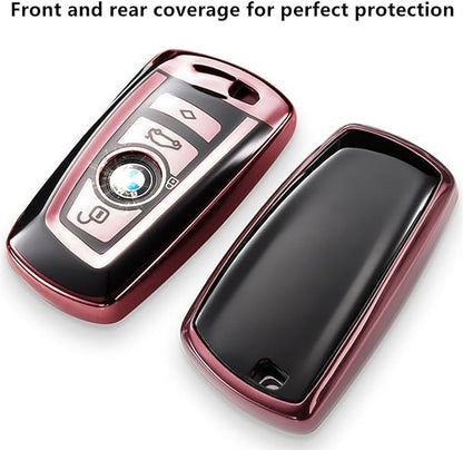 Creativity Suitable For BMW key fob cover. Advanced soft TPU key box is compatible with X1 X3 X4 X5 X6 1 2 4 5 6 7 M3 M5 M6 GT3 GT5 G30 F10 F15 F16 F20 key (Type A Pink single Key Case)
