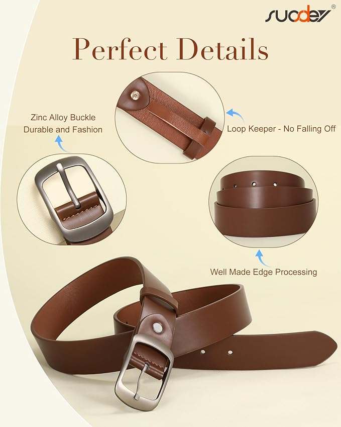 SUOSDEY Women Belts For Jeans Dresses Pants Ladies Leather Waist Belt with Elegant Buckle, Width 1.3"