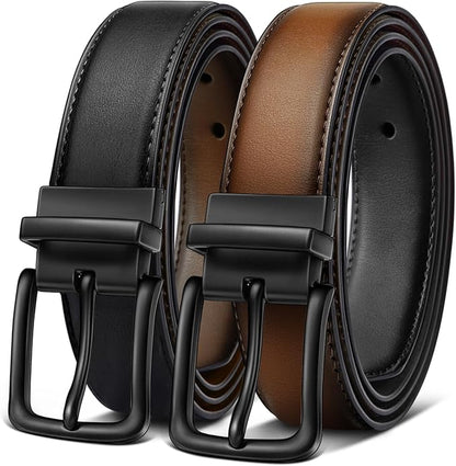 BULLIANT Men's Belt,Reversible Belt Adjustable For Gift Men 1.25”-Cut For Fit-2 Sides in 1 Belt(Not 2)
