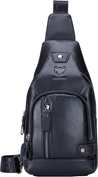 LUKZIJAES Genuine Leather Sling Bag for Men
