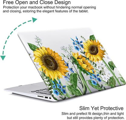 KEROM Compatible with MacBook Pro 13 inch Case 2022-2016 Release M2 M1 A2338 A2289 A2251 A2159 A1989 A1706 with Touch Bar, Plastic Hard Shell Case & Keyboard Cover, Sunflower