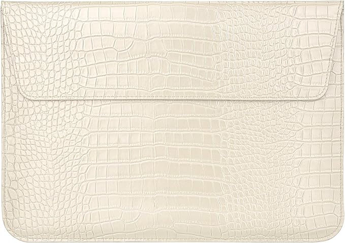 MOSISO Laptop Case 13 inch, 13 inch Laptop Sleeve Compatible with MacBook Neo 13 A18 Pro A3404 Air M4 M3 M2 M1 2026-2018 / Pro M2 M1 2026-2016, Crocodile Grain PU Leather Flap Case Bag, Beige