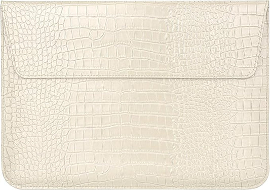 MOSISO Laptop Case 13 inch, 13 inch Laptop Sleeve Compatible with MacBook Neo 13 A18 Pro A3404 Air M4 M3 M2 M1 2026-2018 / Pro M2 M1 2026-2016, Crocodile Grain PU Leather Flap Case Bag, Beige