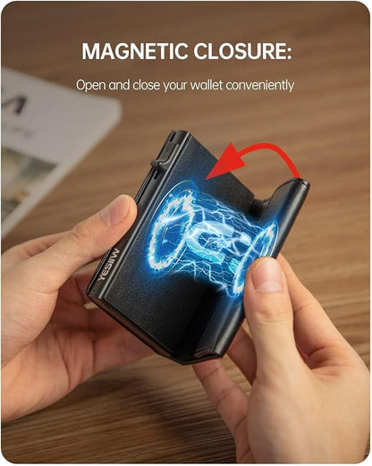 YESIIW Credit Card Holder Wallet for Men RFID Blocking Slim Minimalist Metal Wallet with Money Pocket Contactless Card Protector