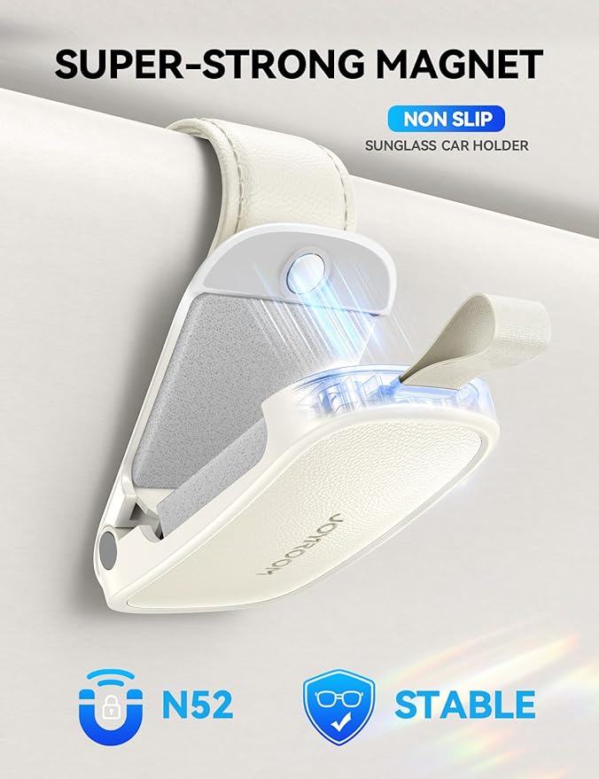 JOYROOM Sunglass Holder for Car Magnetic Visor Sunglasses Holder Clip (White)