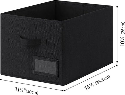 GRANNY SAYS Storage Baskets for Shelves, Fabric Storage Bins for Clothes, Closet Organization Bins, Collapsible Storage Bins with Handles, Decorative Storage Box, Black, Large, 3-Pack