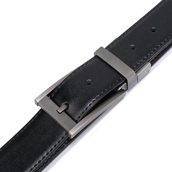 Belts for Men Reversible Leather 1.25” Waist Strap Fashion Dress Buckle Beltox