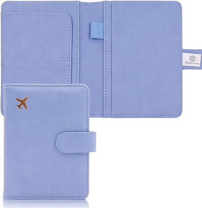 Melsbrinna Premium Leather Passport Holder Covers Case, Waterproof Rfid Blocking Travel Wallet Passport Holder with Pen Holder, Cute Passport Book for Women/Men