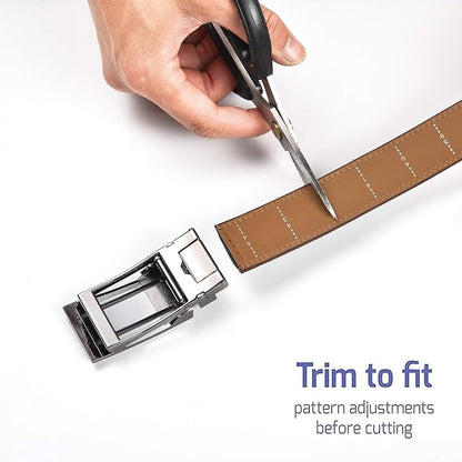 Men's Belt, Leather Ratchet Belt For Men's Dress 3.0cm,1 1/8" Size Adjusted Automatic Buckle
