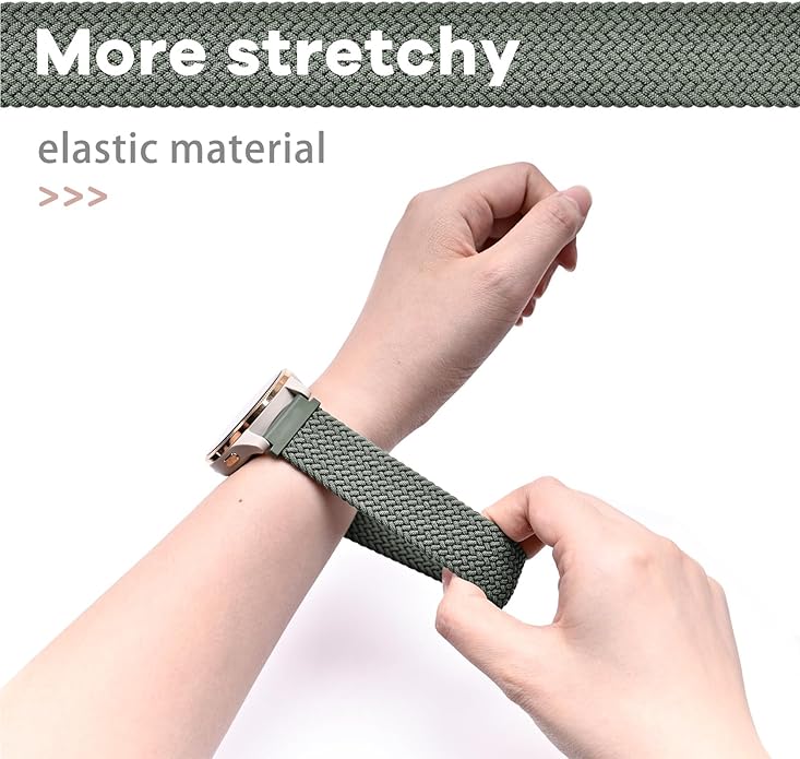 20mm Magnetic Braided Nylon Band Compatible With Garmin Vivoactive 6/Vivoactive 5/3/3 Music Watch Bands, Quick Release Stretchy Strap Replacement for Venu Sq 2/Forerunner 55/165/245/645