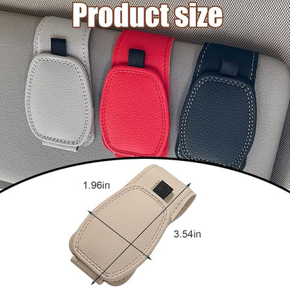 Zpana Sunglasses Holders for Car Sun Visor, Leather Magnetic Vehicle Sun Glasses Ticket Card Hanger Clip, Automotive Interior Eyeglass Mount Accessories, Universal for SUV Sedan Truck (Beige)