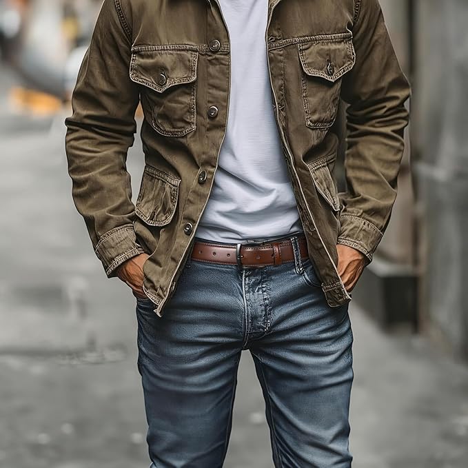 Men's Belt Genuine Leather Belt for Men Dress Casual Golf Jeans Pants 1 3/8"