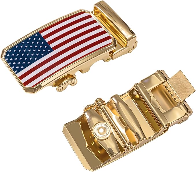Dubulle Men's Ratchet Belt Gold/Black/Red/Green/Blue/White Automatic Buckle Business Casual Belt Gift - Adjustable Fit