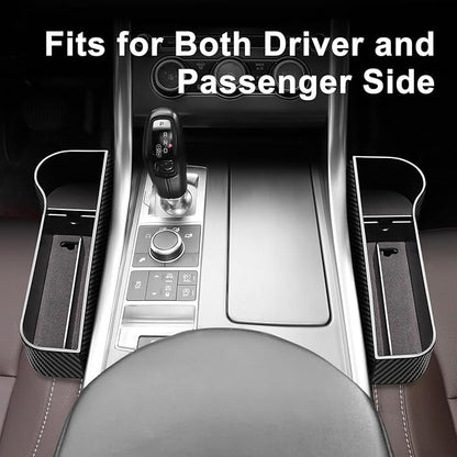 Car Seat Gap Filler, 2 Pack Car Seat Gap Filler Organizer with Cup Holders & 2 Seat Hooks, Car Console Storage Organizer, Car Organizer Front Seat for Storing Phones, Keys, Drinks, Sunglasses