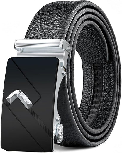 Men's Belt,Leather Ratchet Dress Belts with Sliding Adjustable Belts Dress Casual Jeans Comfort Trim to Fit