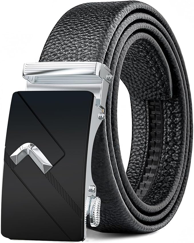 Men's Belt,Leather Ratchet Dress Belts with Sliding Adjustable Belts Dress Casual Jeans Comfort Trim to Fit