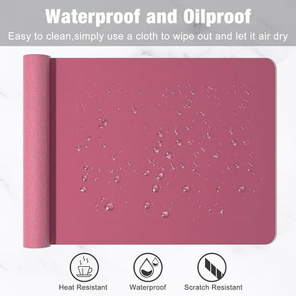 Hsurbtra Desk Pad, 30" x 14" PU Leather Desk Mat, XL Extended Mouse Pad, Waterproof Desktop Blotter Protector, Non-Slip Ultra Thin Large Laptop Keyboard Writing Mat for Office Home, Deep Red