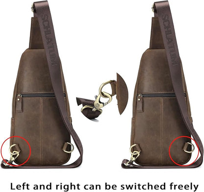 LUKZIJAES Genuine Leather Sling Bag for Men