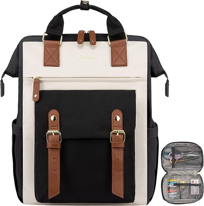 LOVEVOOK Laptop Backpack, Teacher Nurse Work Travel Backpacks Purse for Women, Computer Bag, 15.6 inch Black Brown