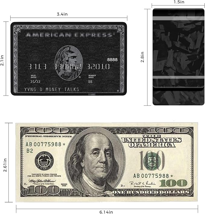 LittleBlack Real Carbon Fiber Money Clip,1.5in Wide Ultra Thin&Slim Minimalist Cash&Credit Card Holder Up To 50 Bills,Mens Business Front Pocket Wallet-Forged Glossy Black