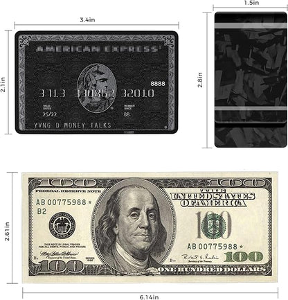LittleBlack Real Carbon Fiber Money Clip,1.5in Wide Ultra Thin&Slim Minimalist Cash&Credit Card Holder Up To 50 Bills,Mens Business Front Pocket Wallet-Forged Glossy Black