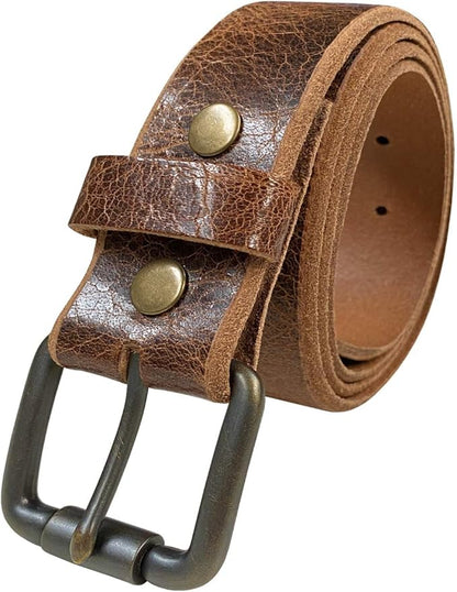 BS304 Genuine Full Grain Vintage Leather Belt Strap or Belt with Buckle_1-1/2"(38mm) wide