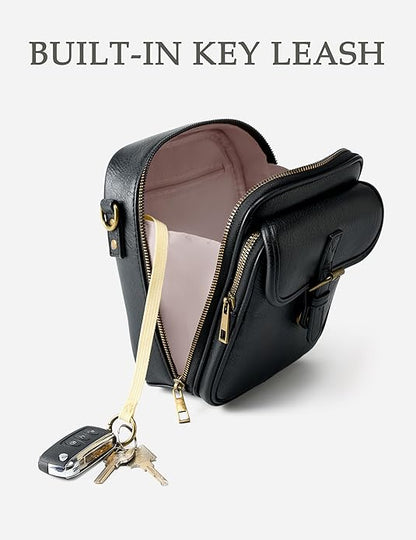 Crossbody Bag for Women Men, Vegan Leather Anti-Theft Messenger Shoulder Bag, Vintage Cross Body Purse with Card Slots