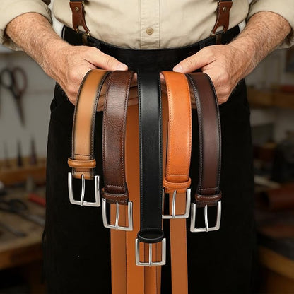Men's Genuine Leather Dress Belt, 1 3/8" Classic Mens Jeans Pants Belt for Work Business Casual Golf