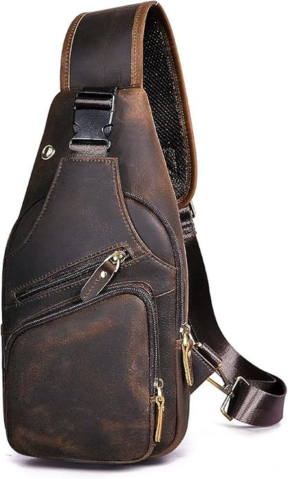 Le'aokuu Men Fashion Casual Tea Designer Travel Hiking Crossbody Chest Sling Bag Rig One Shoulder Strap Bag Men Leather 8015 | Fashion, Casual, Tea, Designer, Travel, Hiking