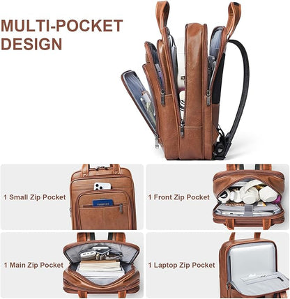 Shrrie 15.6" Laptop Backpack,Business Work Backpack Briefcase,Durable Computer Backpack for Office,Travel,College,Two-toned Brown