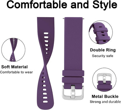 GEAK Compatible with Garmin Vivoactive 5 Watch Bands/Garmin Vivoactive 3 Watch Bands,20mm Silicone Band for Vivoactive 3 Music/Vivomove Sport,Forerunner 645/245 Music Smartwatch Women Men Plum