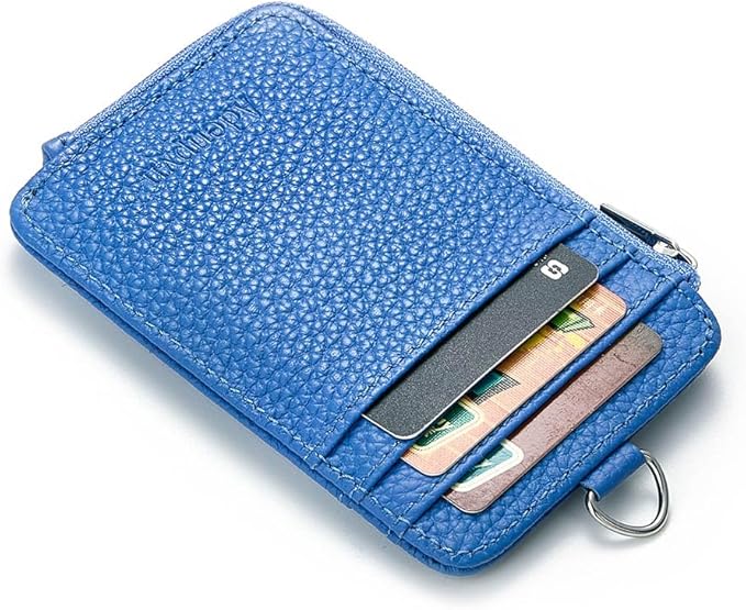 Badge Holder – Genuine Leather ID Badge Holder with Zipper Pocket and Nylon Lanyard – Perfect for Badges, Cards, and More