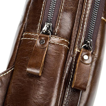 Leather Sling Bag Backpack Daypack Handbag for Men Women Outdoor Travel Camping Fishing Hunting Hiking Crossbody Shoulder Chest Pack Bags