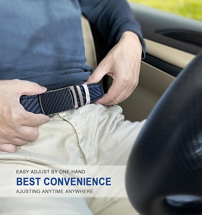 KEMISANT Belt Men, Sliding Ratchet Belt Genuine Leather For Gift Mens Dress Pants Oxfords,Size Adjustable