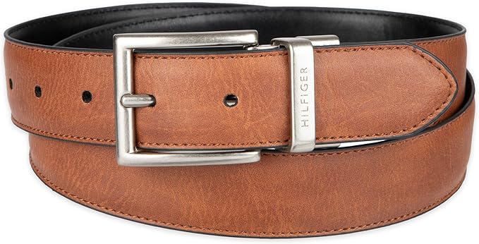 Tommy Hilfiger Men's Reversible Leather Belt, 2‑in‑1 Design for Dress Or Casual Wear
