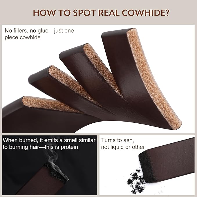 Ratchet Belt Strap, Full Grain Leather Belt Straps for Men without Buckle 1 3/8"- Replacement Strap Only