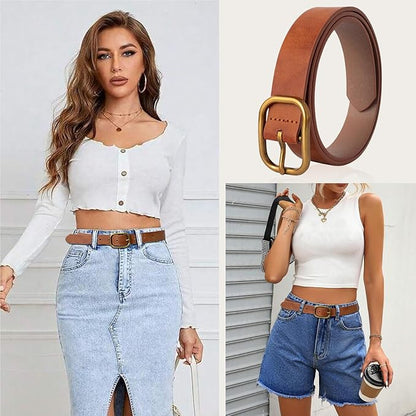 MJNUONE Leopard Print Belt for Women Leather Waist Belts Classic Needle Buckle Animal Printed forJeans dress Party Outfits