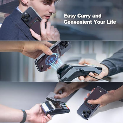 QYQBOON Mag-Safe Wallet Strongest Magnetic Lightweight Phone Wallet Stand Adjustable Leather Card Holder for iPhone 17/16/15/14/13/12 Series, Not for iPhone 13/12 Mini (Purple)