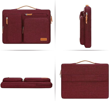 MOSISO 360 Protective Laptop Case 16 inch, 15-15.6 inch Laptop Sleeve Compatible with MacBook Pro 16, HP Acer Dell Lenovo ASUS, Side Open Carrying Case with 4 Zipper Pockets&Handle, Wine Red